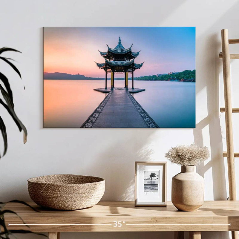 Adella Jixian Pavilion Sunset Scene, 16" H x 24" W
