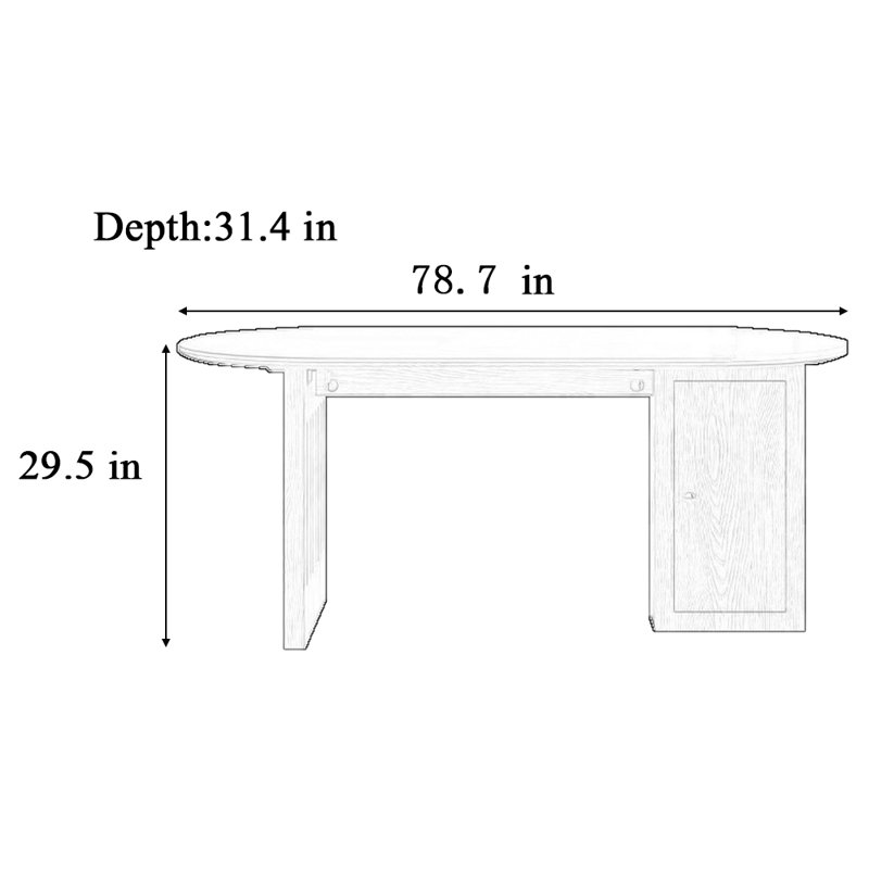 Dacina, H 29,5 po x L 78,7 po x l 31,4 po, Brun