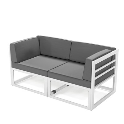 2-Piece Aluminum Outdoor Patio Sofa Corner Chair With Cushions (Set of 2)