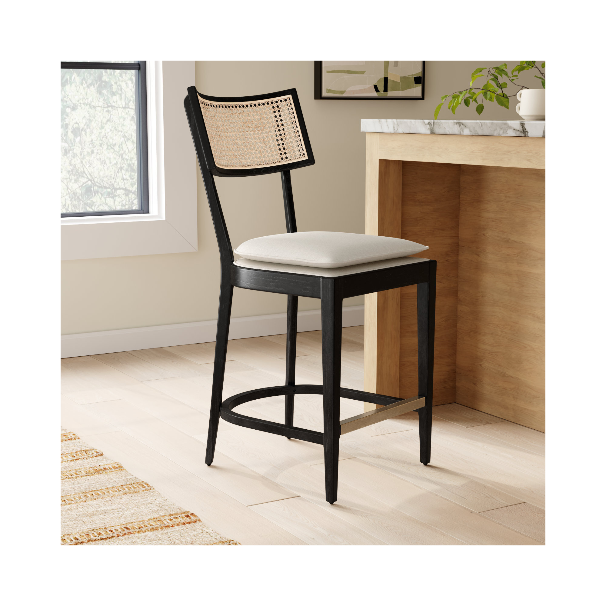 Britt Counter & Bar Stool, Black, Cream, Counter Stool (26" Seat Height)