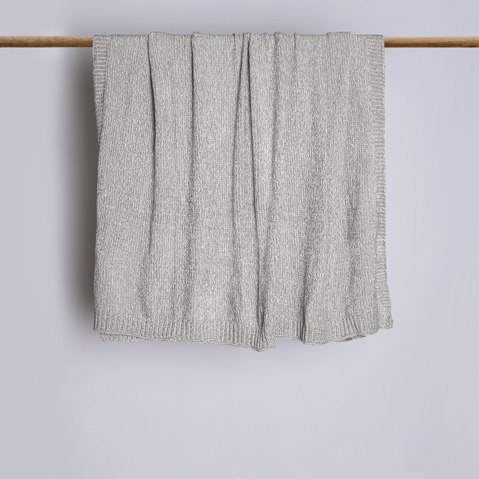 Jaz Knitted Throw Blanket, Light Gray