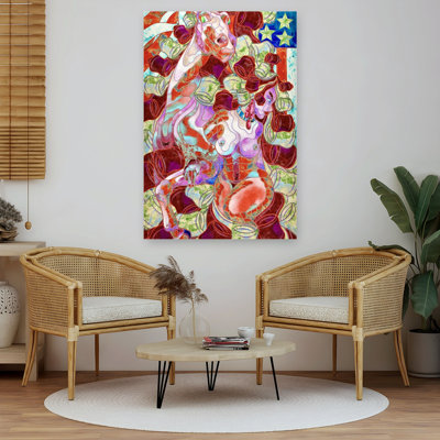 Vibrant American Dream Abstract Colorful Modern Horse Landscape Nature Wall Art Print 1 Piece Wrapped Canvas Wall Art