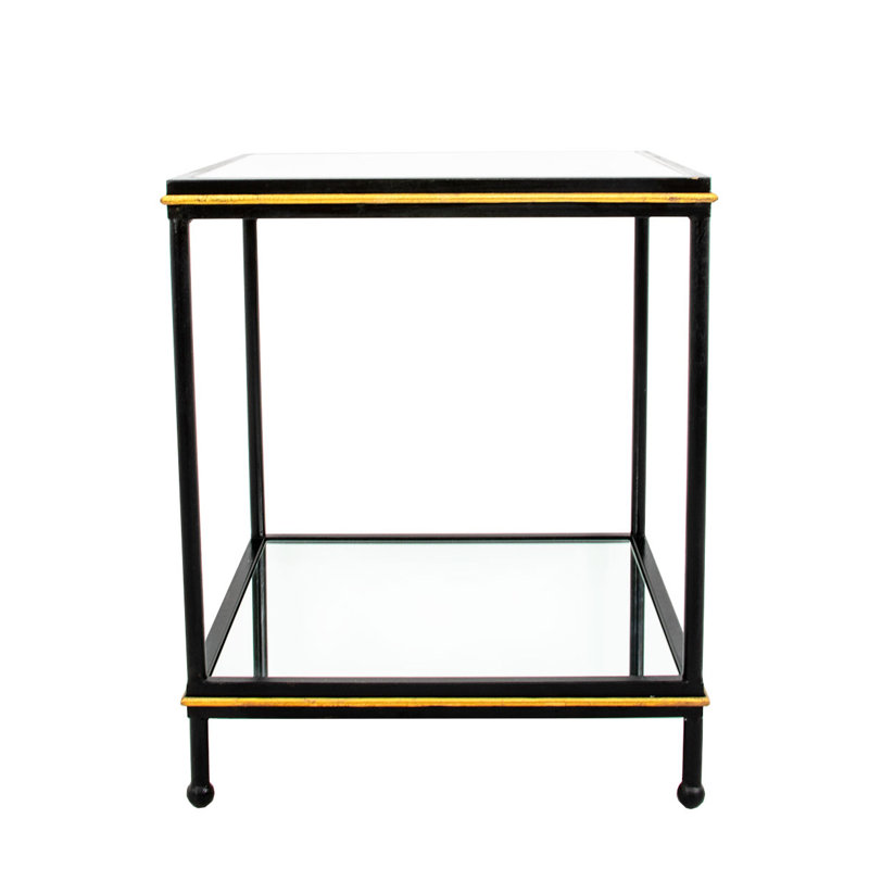 Lauren Glass End Table, Black/Gold