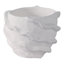 Pot de fleurs en poterie et ciment avec motif texturé sculpté pour l'intérieur et l'extérieur - blanc et blanc