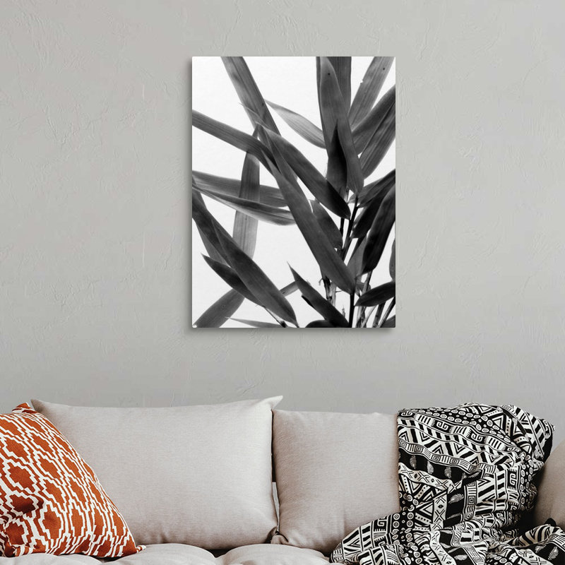 Art mural sur toile B&W Bamboo IV, H 16 po x l 12 po x P 1,75 po, Toile avec cadre blanc