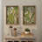 Green Wood Leaf Tropical Home Wall Decor with Brown Frame, Set of 2 17"W, 25"H