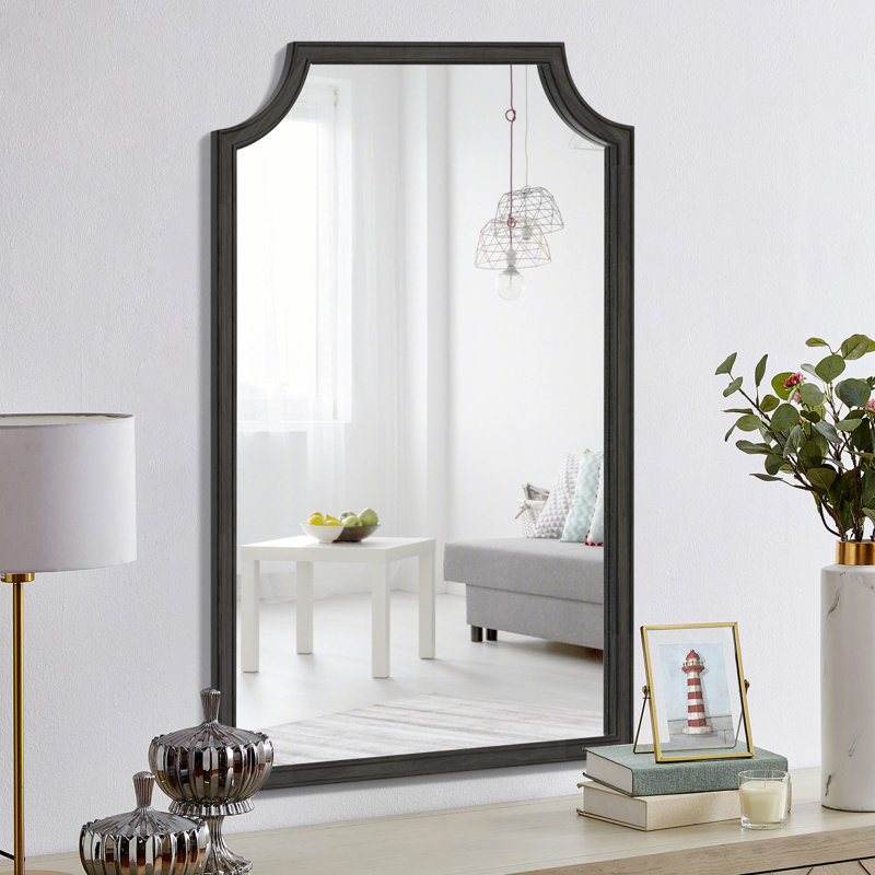 Wood Frame Accent Wall Mirror for Bathroom Bedroom, 36" x 24", Black