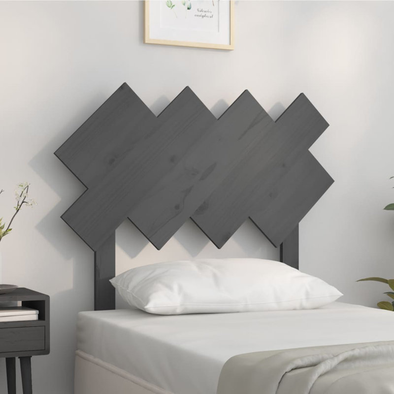 Solid Wood Headboard, Grey, 92 x 81 cm