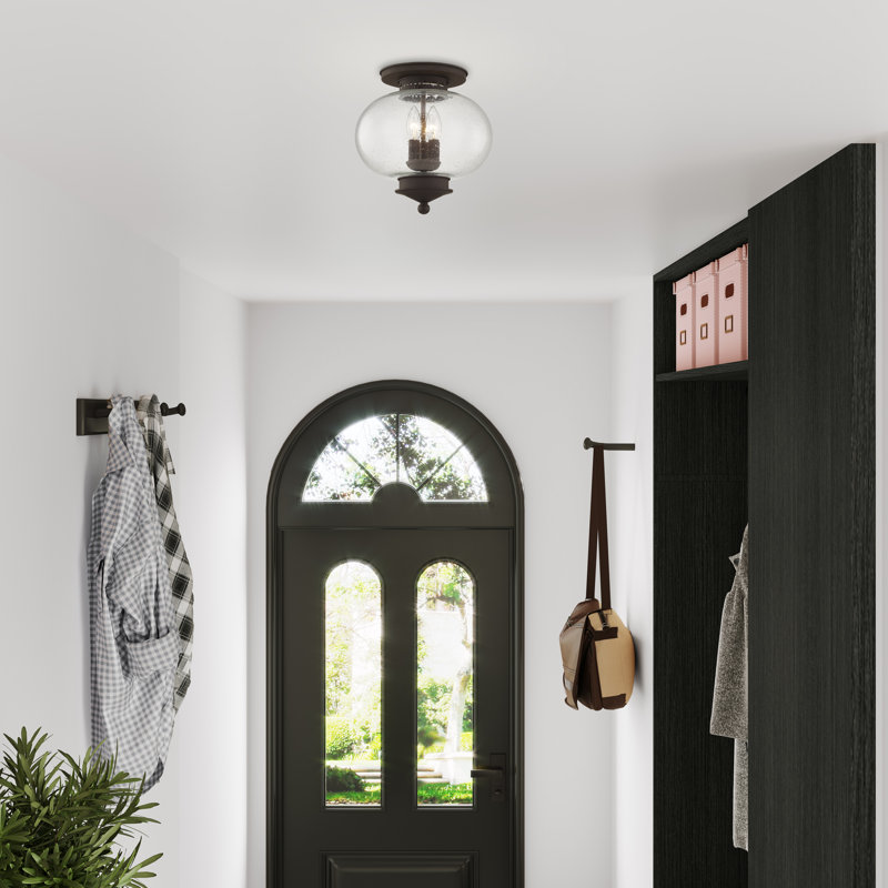 Plafonnier semi-encastré 3 lumières Shielo, Bronze, H 11,5 po x l 11 po x P 11 po
