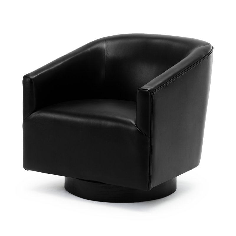 Chaise pivotante - Assise de meuble de salon de 22,5 po de hauteur avec base en bois noir, largeur de l'emballage de 33 po, rembourrage en mousse essentielle moderne, profondeur de 32,7 po