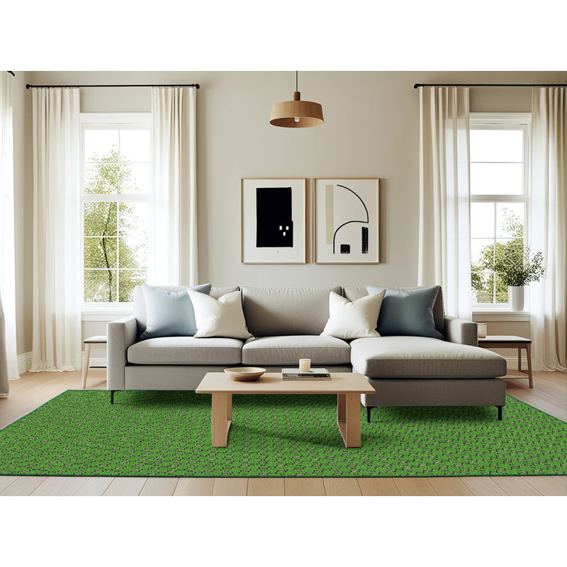 Tapis vert tissé à la machine, Rectangle 6 pi x 9 pi