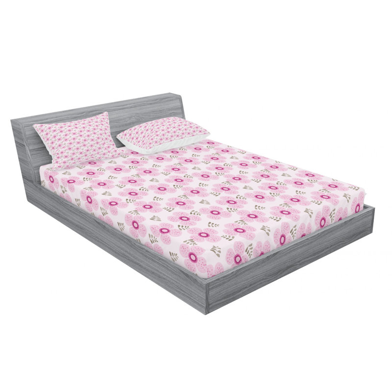 Microfiber Floral Sheet Set, Queen Sheet Set, Pink/White Floral