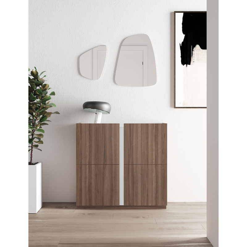 18 Pair Shoe Storage Cabinet, Walnut-white