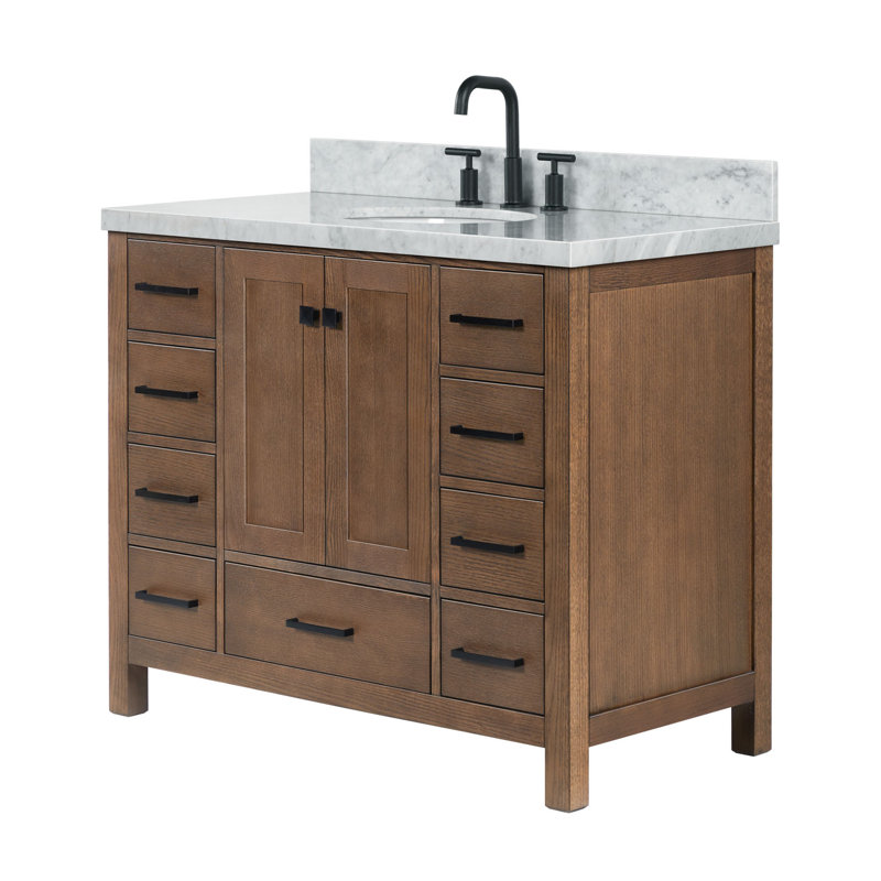 Ensemble de meuble-lavabo simple 43 po Amariani, Chêne brun / noir mat