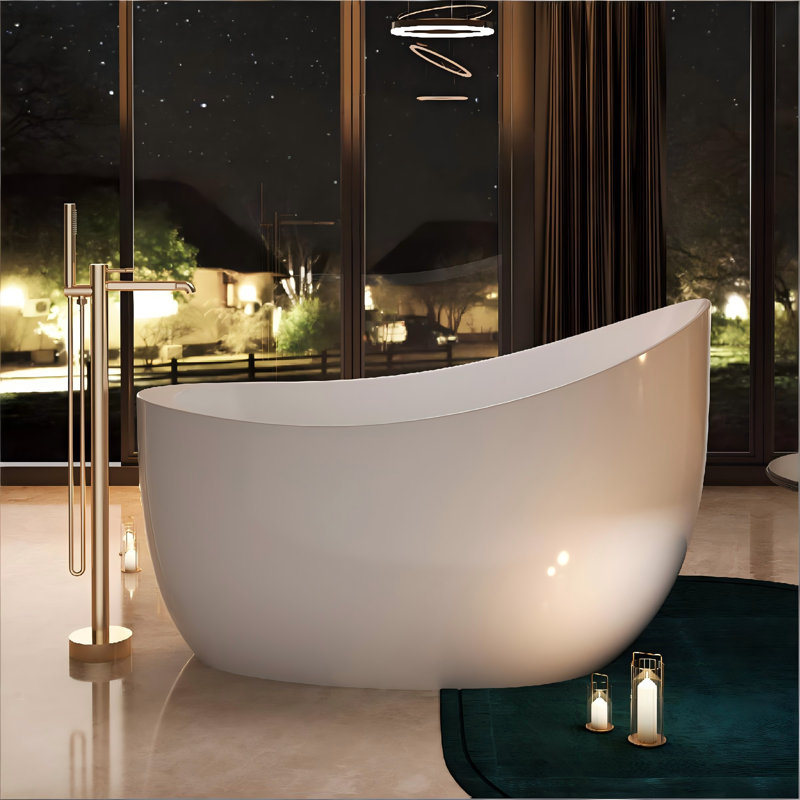 Baignoire autoportante ovale en acrylique 43,31 "x 26,77", 31.5" H x 26.77" W x 43.31" L