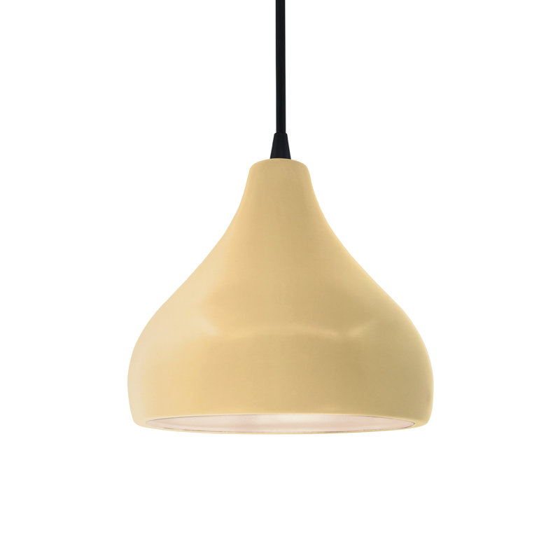 Luminaire suspendu à 1 lumière Meydan, H 7,25 po x l 8 po x P 8 po, Jaune atténué, Noir mat