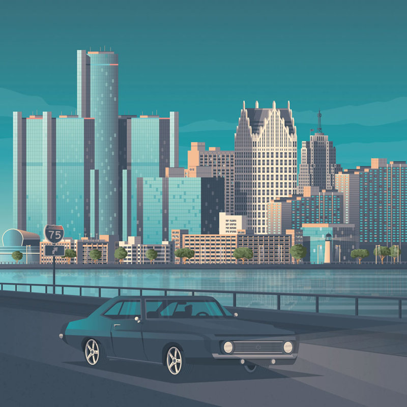 Detroit by Olahoop - No Frame Print, 70cm H x 50cm W