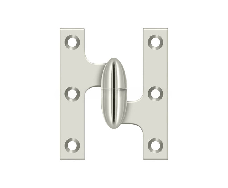 Charnière en nickel poli 5 po x 3 1/4 po Deltana OK5032B14-L, Côté gauche, Nickel poli