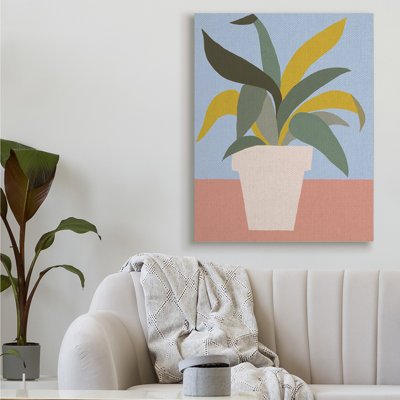 Plante d'intérieur en pot vert vert bleu rouge par Regina Moore - impression