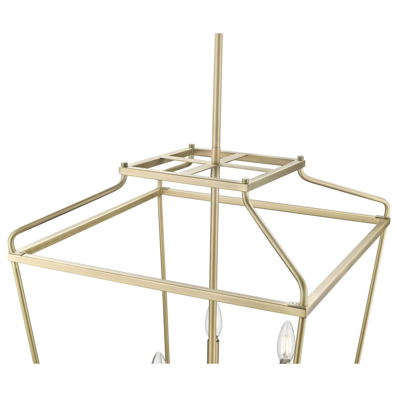 Luminaire suspendu 4 lumières Nellita, Laiton rétro, H 25 po x l 18 po x P 18 po