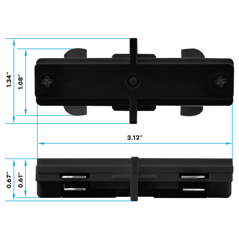 Mini connecteur droit Luxrit H Rail Track, 120V à circuit unique, composant de distribution d'alimentation sans lumière pour rail d'éclairage de type H, paquet de 2 noir