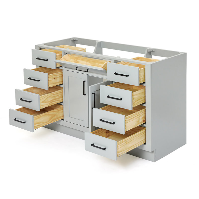 Base de meuble-lavabo simple en bois massif 54 po Osoria, Gris