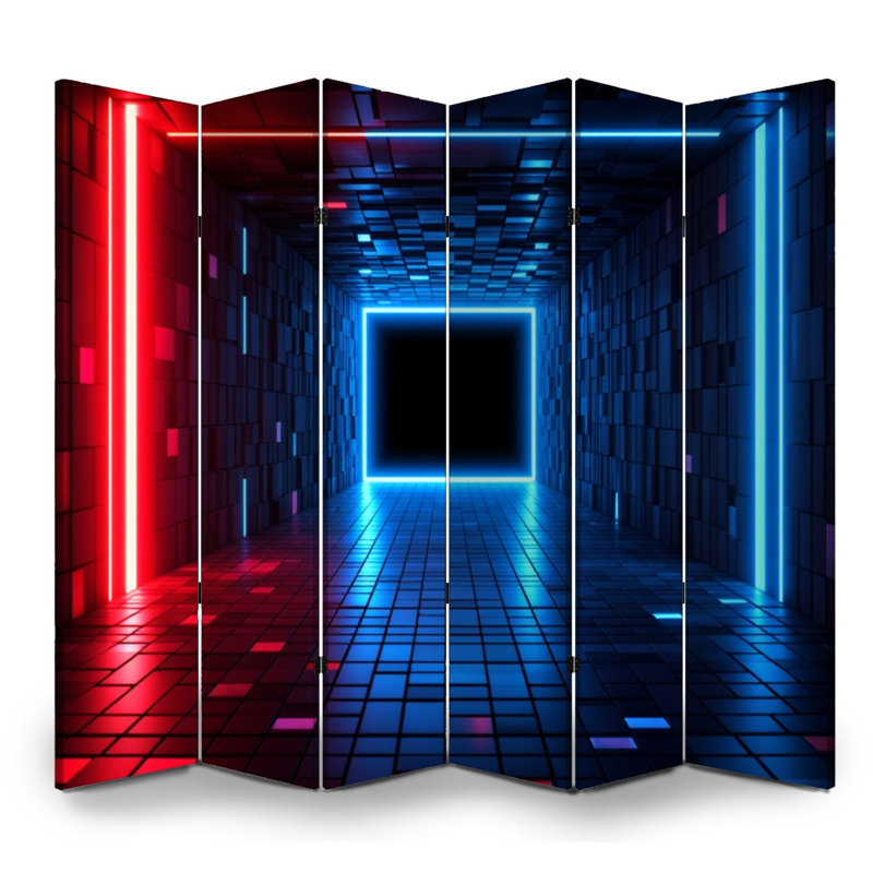 Paravent 6 panneaux à cloison pliable Royal Futuristic Neon, 6, H 71 po x l 96 po x P 1 po