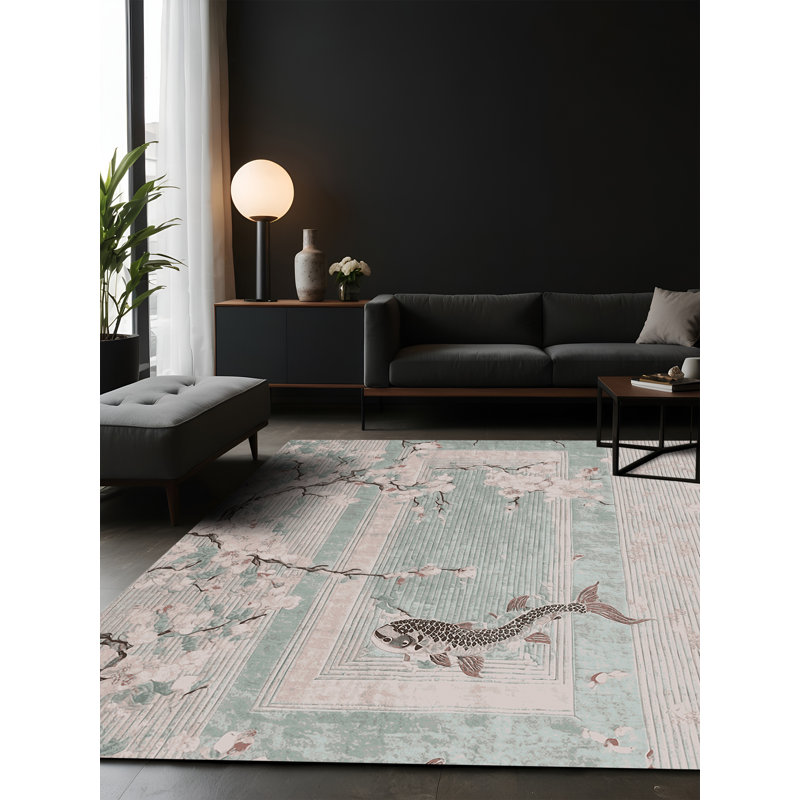 Tapis beige soyeux et moelleux, Rectangle 6 pi x 9 pi