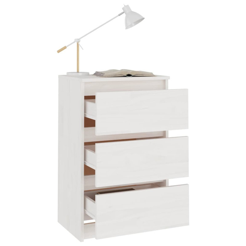 Gathard 40cm W Solid Wood Bedside Table, White