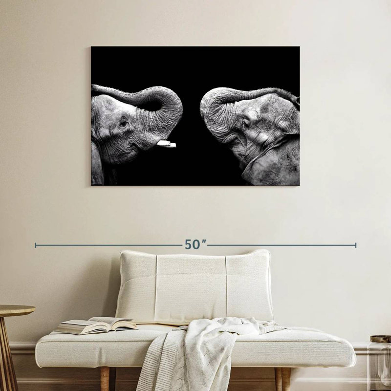 Crowle Dueling Elephants, 26" H x 39" W