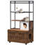 Grande boîte à litière en bois pour chat avec tablettes de rangement - Toilette cachée pour chat avec hamac et boule suspendue, rétro