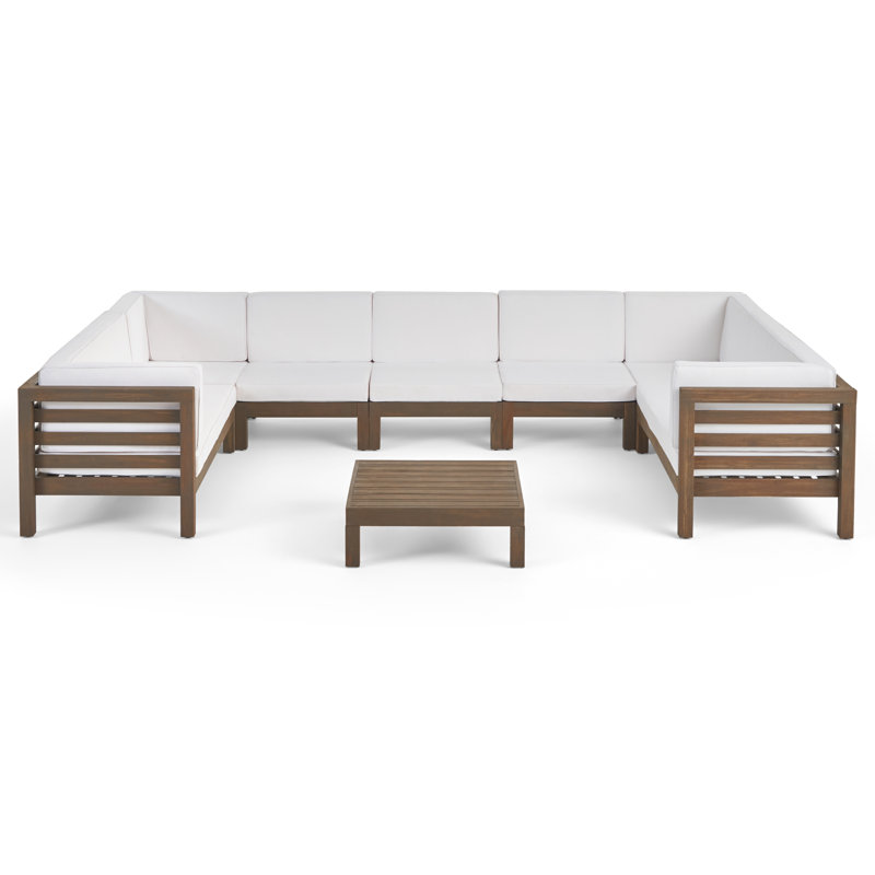 Chesterbrook Acacia 9 - Person Modular Patio Conversation Set with Cushions, White