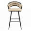 Tabourets de bar en chenille avec pieds en fer noir, tabourets de comptoir modernes pour îlot de cuisine-485277862