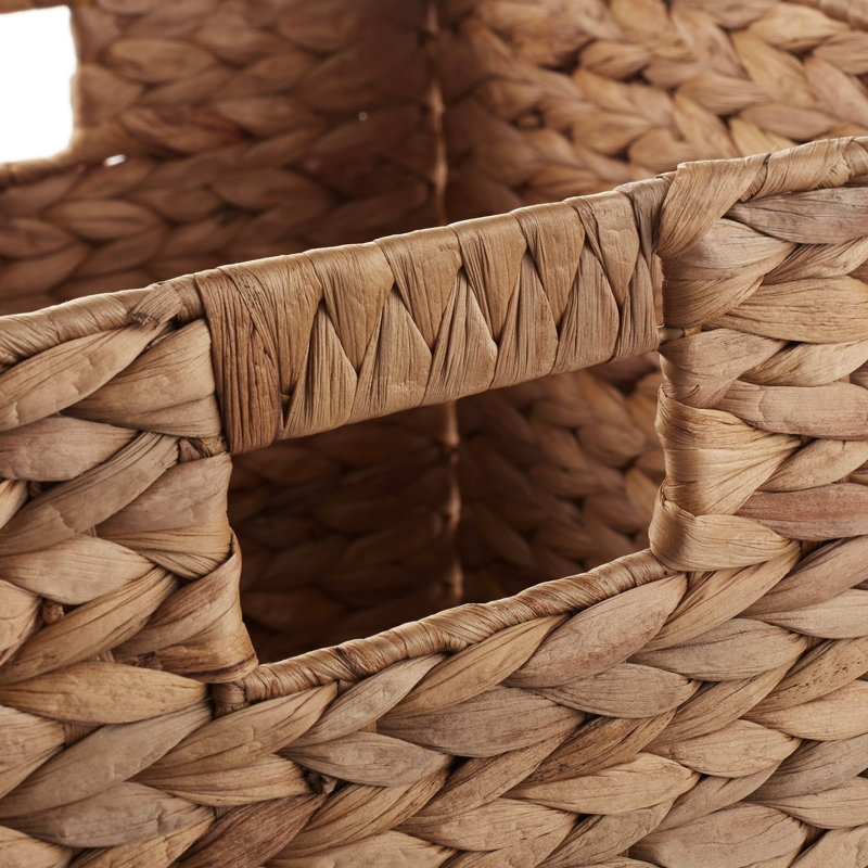 13" x 13" Hyacinth Storage Shelf Cubes - Cinnamon Wicker Baskets - Set of 4, 13" H x  13" W x  13" D