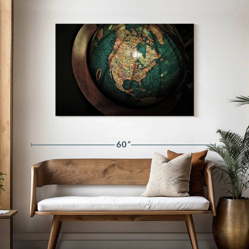 Carte rétro du globe Aliaz, H 30 po x l 45 po
