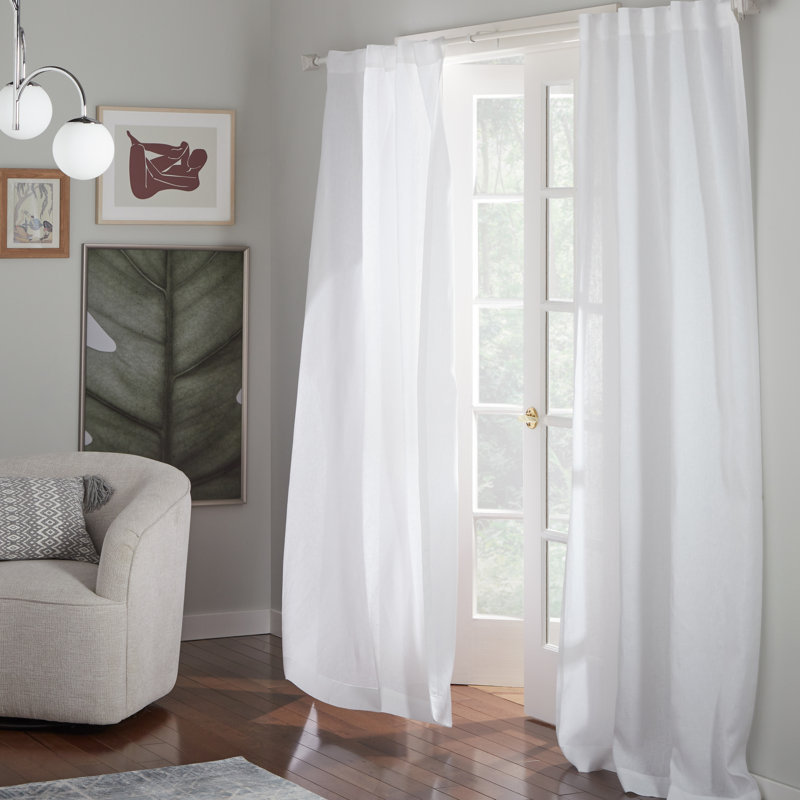 Rideau 100% lin filtrant la lumière Solano, L 50 po x L 84 po, Blanc hivernal