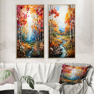 «Birch Woods Autumn Harmony», 2 pièces sur toile