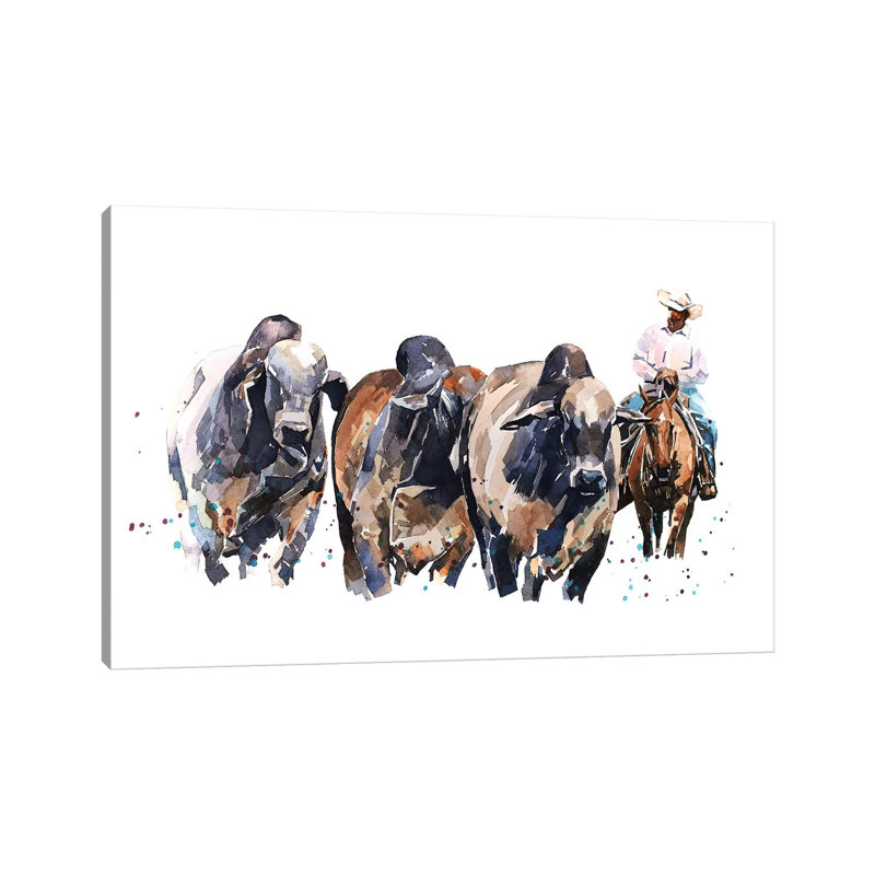 "Brahman" par EdsWatercolours - reproduction d'art sur toile tendue, H 12 po x l 18 po x 1,5 po