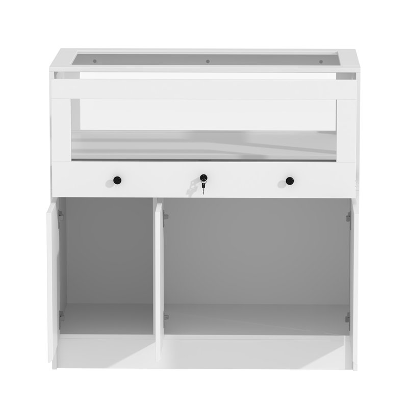 39.4”W Glass Top Kitchen Island