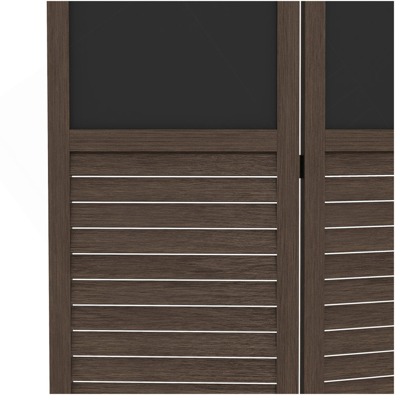 Paravent 4 panneaux pliable avec tableau noir, HOMcom, Naturel