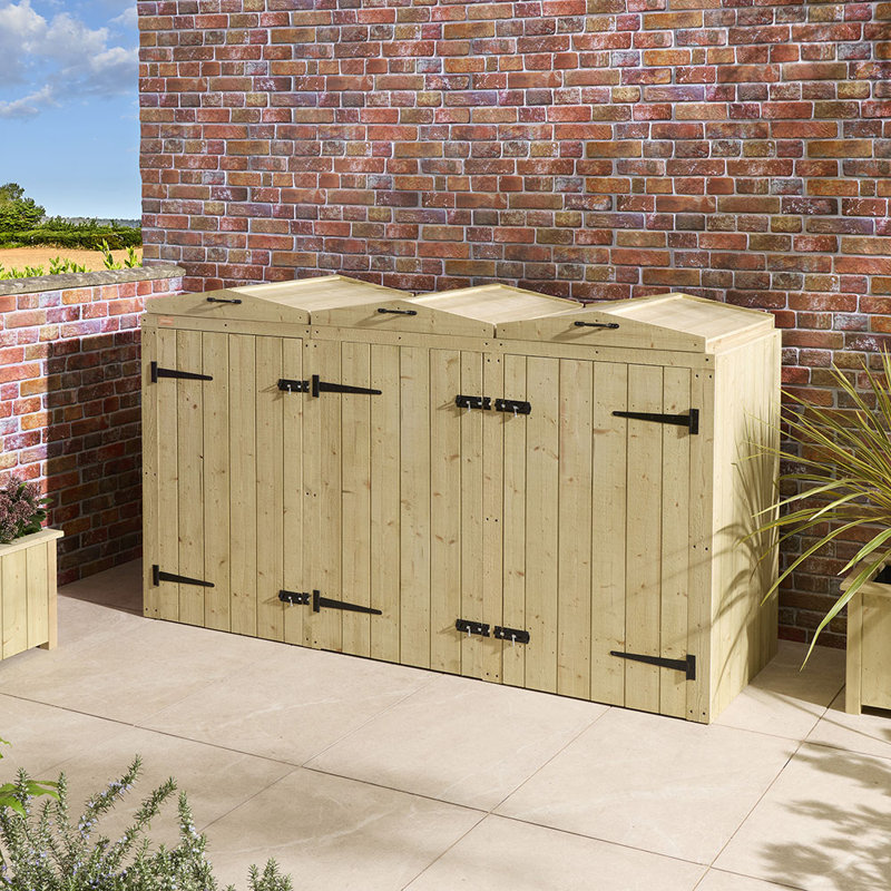 Wooden Triple Bin Store