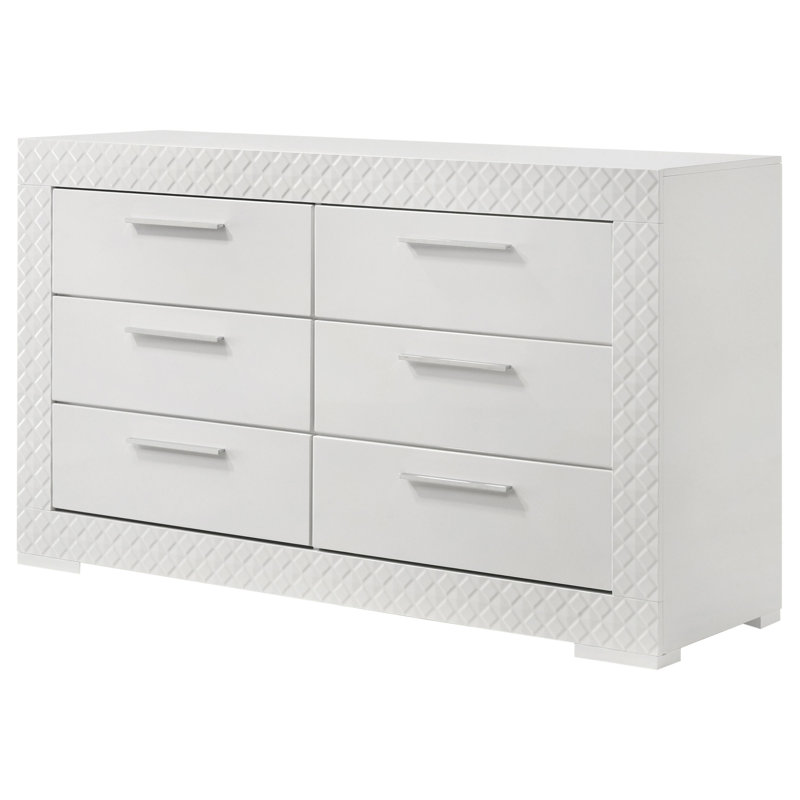 Commode 6 tiroirs Pierce, Blanc