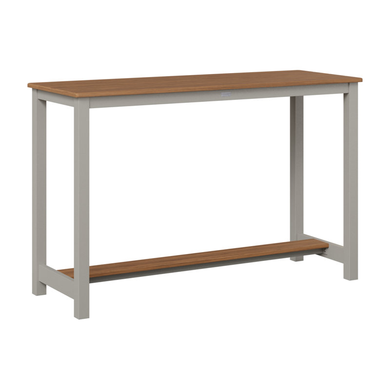 Table de bar en aluminium Berlin Gardens, Argent platine, 38.5" H x 60" W x 22" D, Acajou antique
