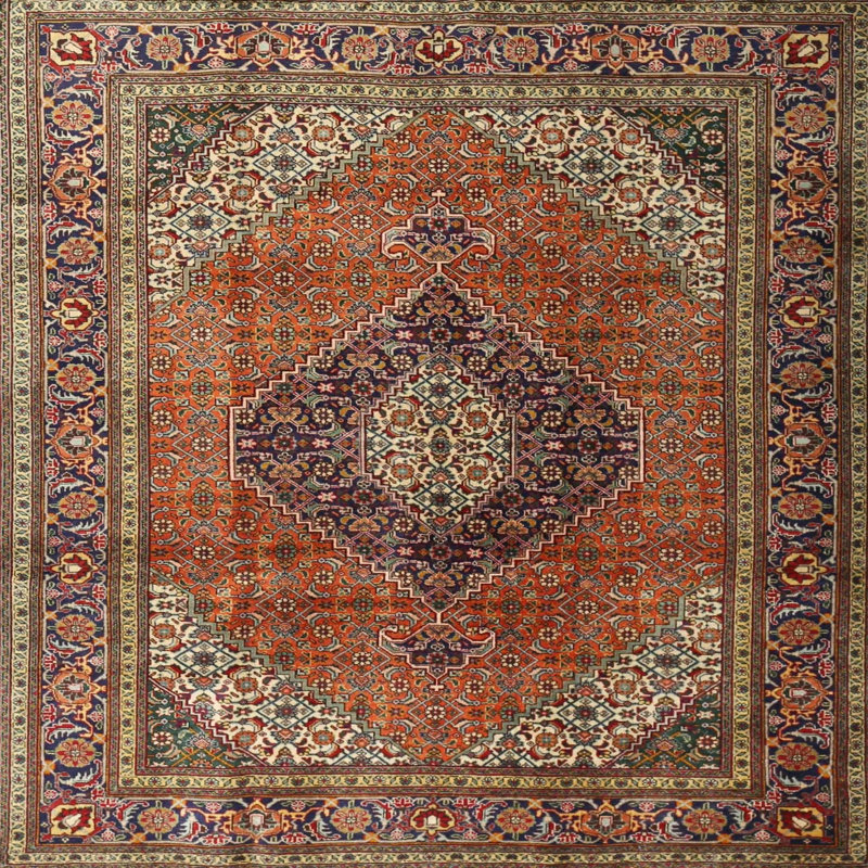 Tapis rouge / brun Izabelle Southwestern, Carré 4 pi