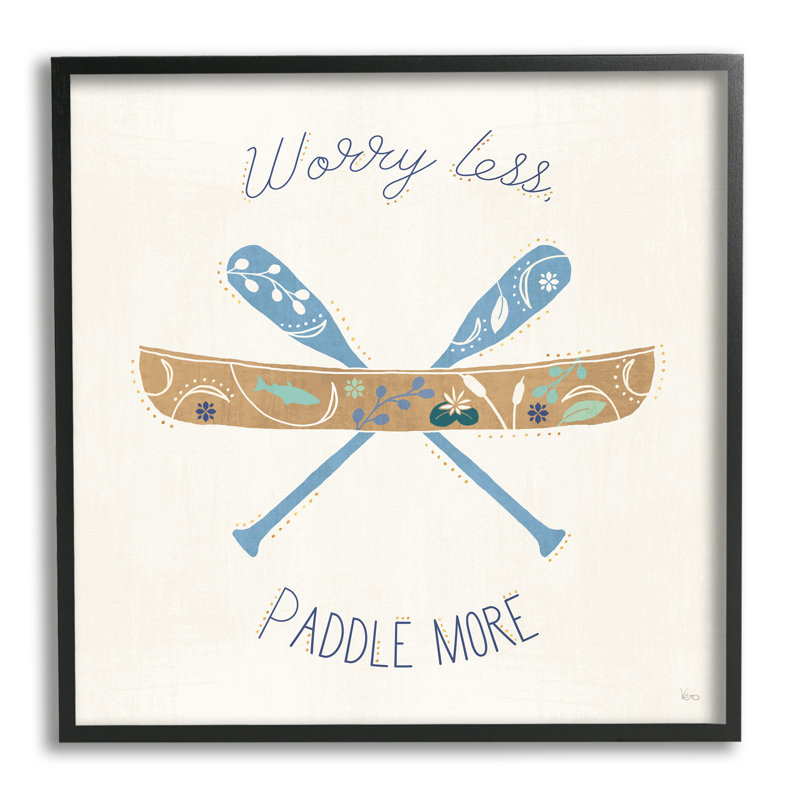 Impression sur bois «Wayez Less Paddle More Canoe» - cadre flottant, H 12 po x l 12 po x P 1,5 po