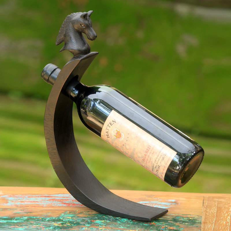 Jonelle Solid Wood Wine Bottle Rack in Black