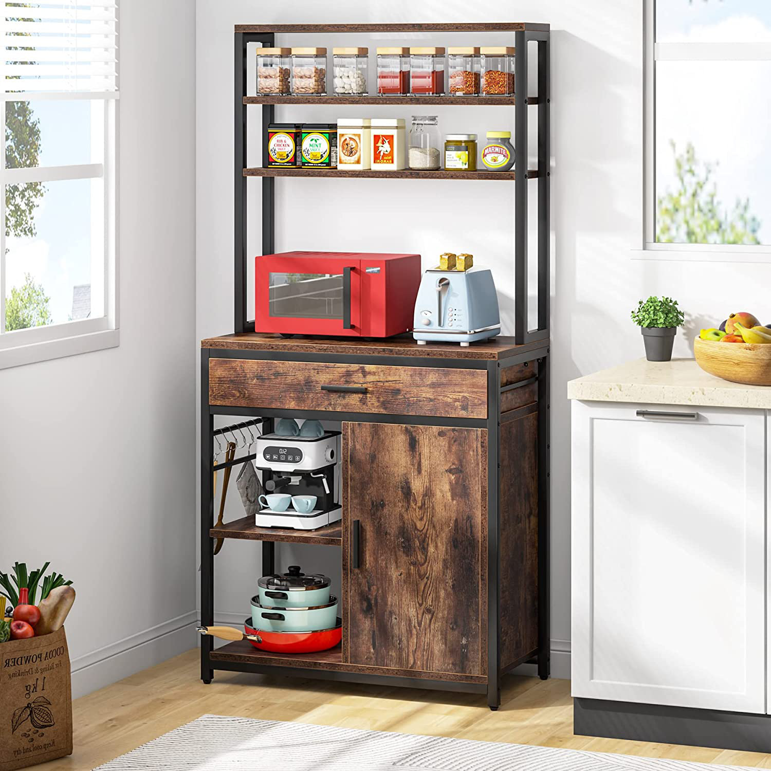 17 Stories 6Tier Kitchen Bakers Racks With And Drawer