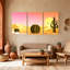 Cactus, paysage désertique avec cactus et coucher de soleil, ensemble de 3 impressions sur toile-261850834