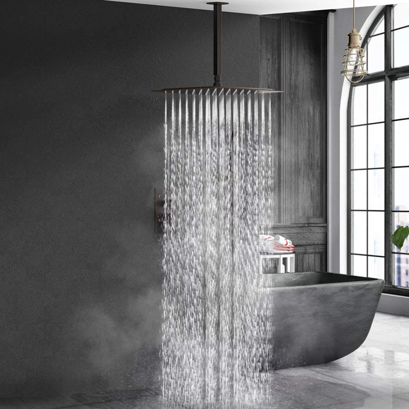 Système de douche complet avec valve brute, Bronze huilé