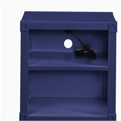 Blue Nightstand with Open Shelf